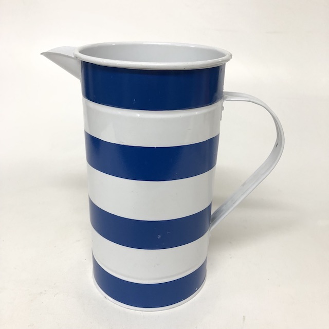 JUG, Blue White Striped Metal 